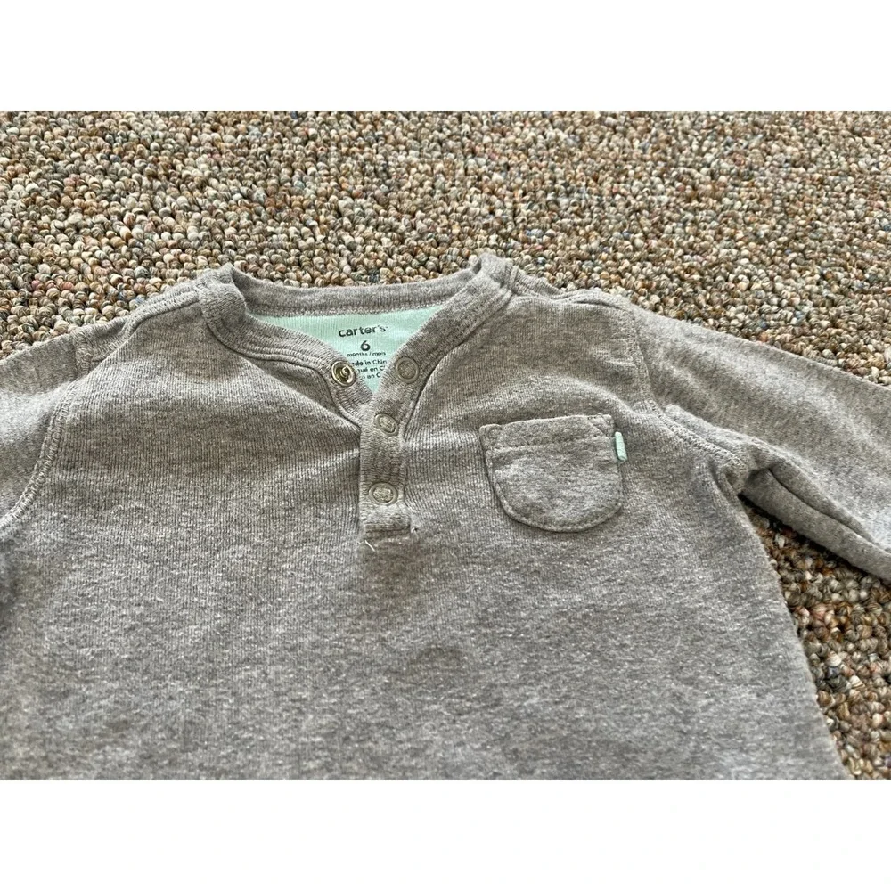 Carter's Boys Gray Long-Sleeved Pocket Top 3-6M